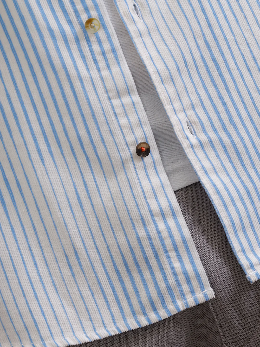 Corduroy Lenticular Stripe Print Shirt | White - Image 7