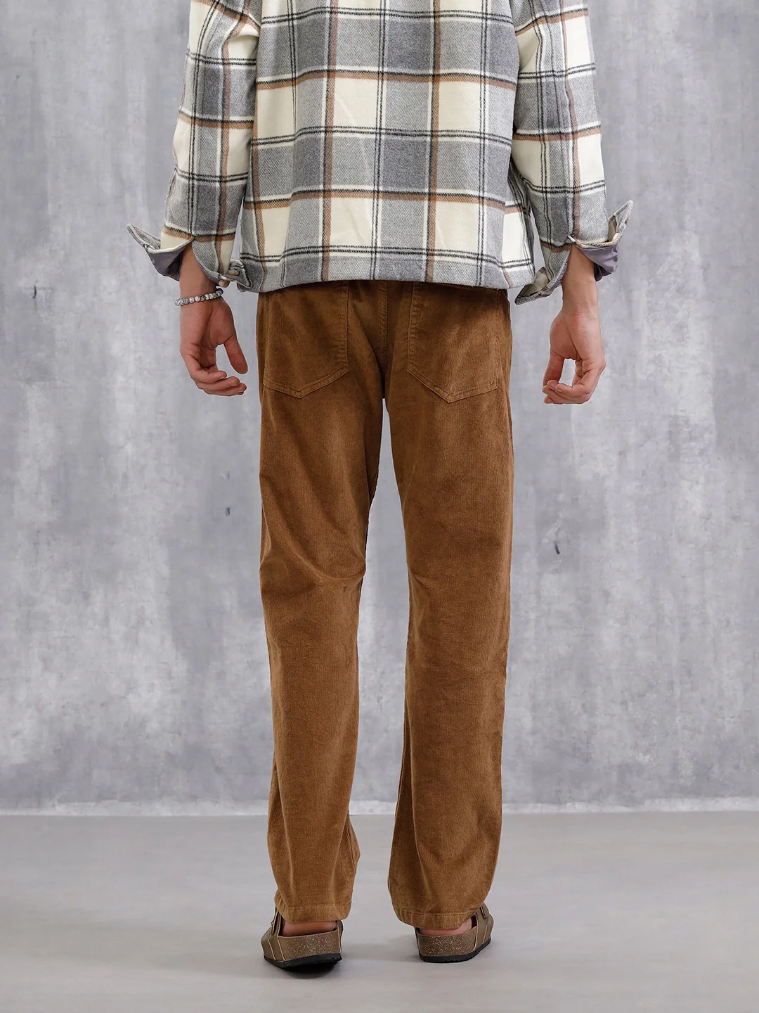 Corduroy Straight Fit Trousers  | Khaki - Image 3