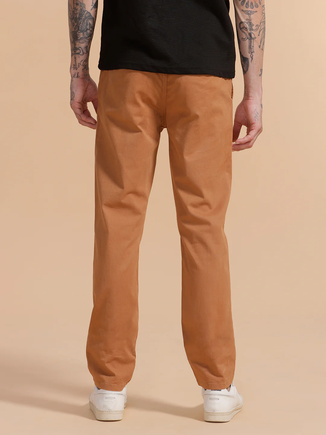 Cotton Blend Chino Trouser | Brown - Image 3