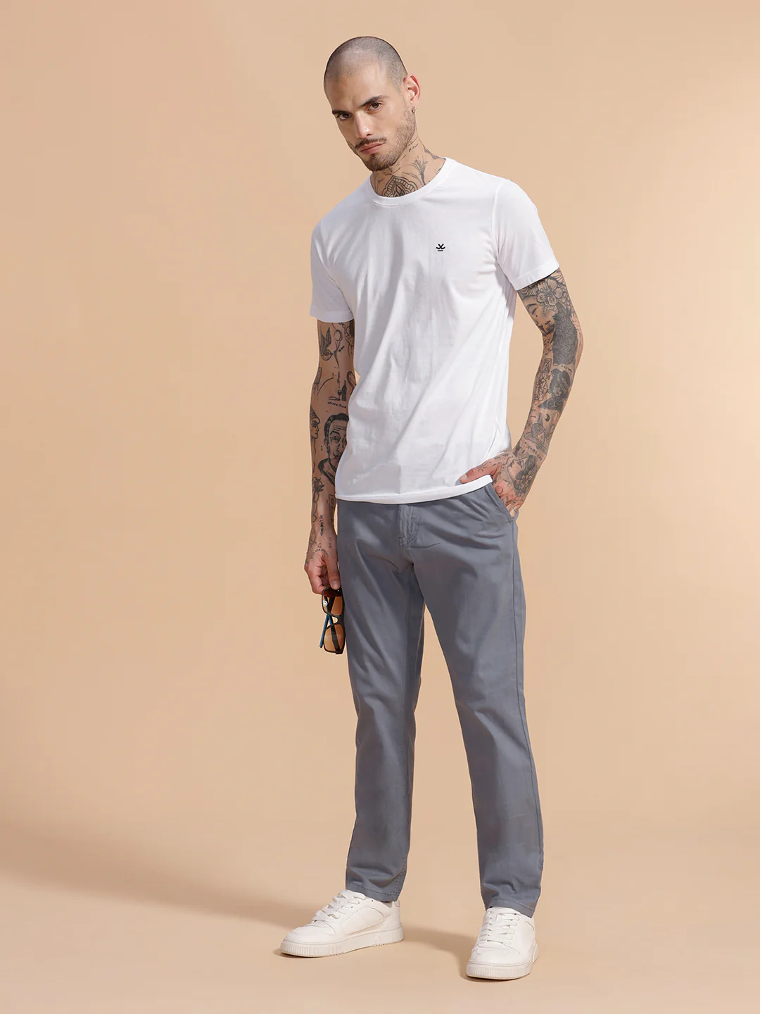 Cotton Blend Chino Trouser | Grey - Image 2