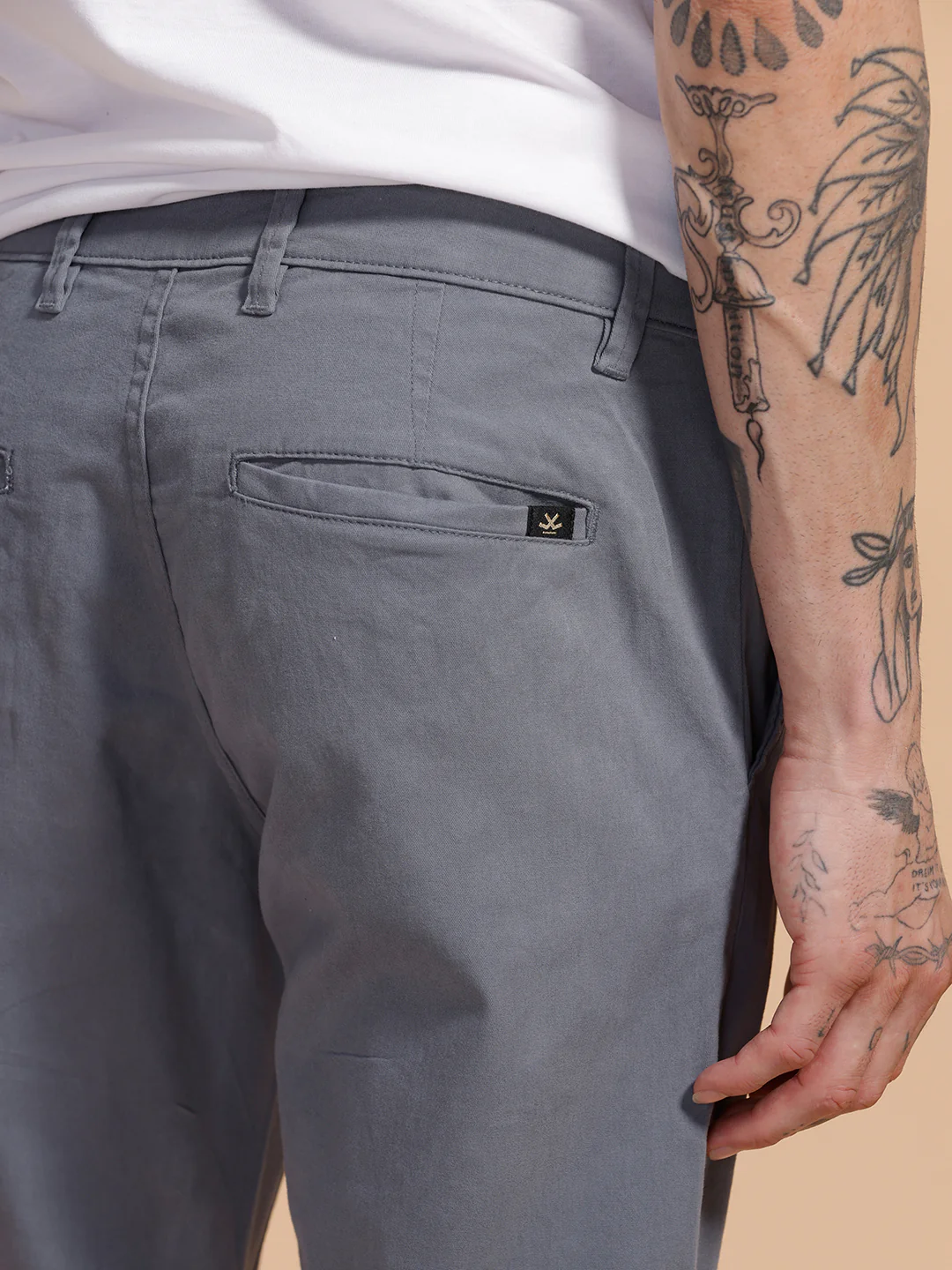 Cotton Blend Chino Trouser | Grey - Image 5