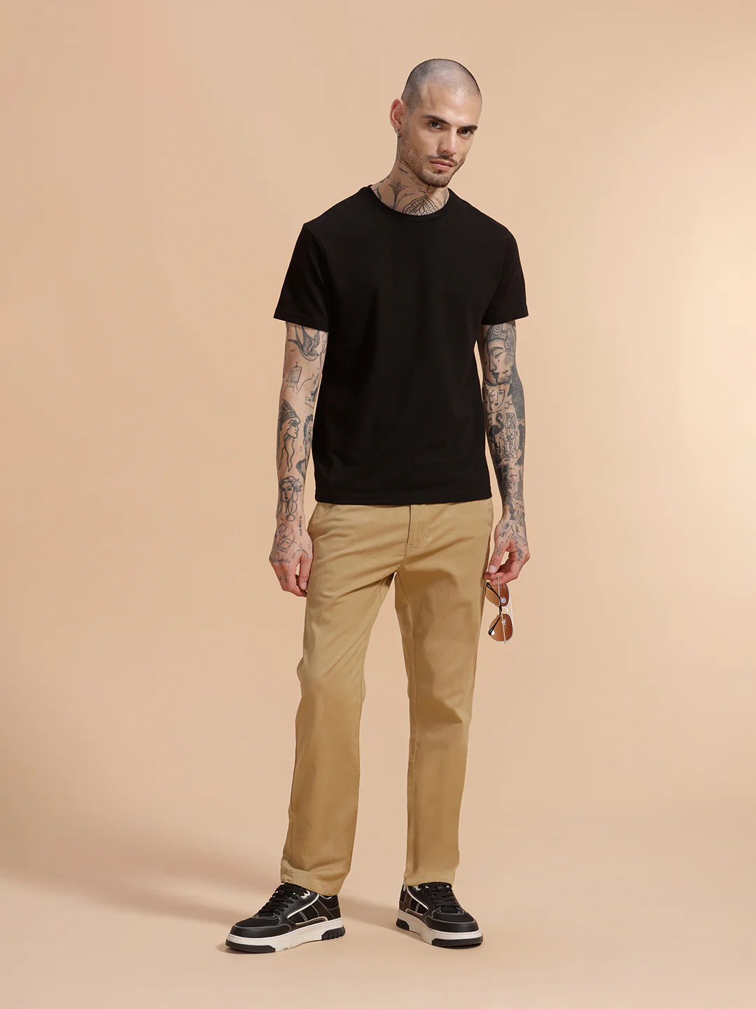 Cotton Blend Chino Trouser | Khaki - Image 2
