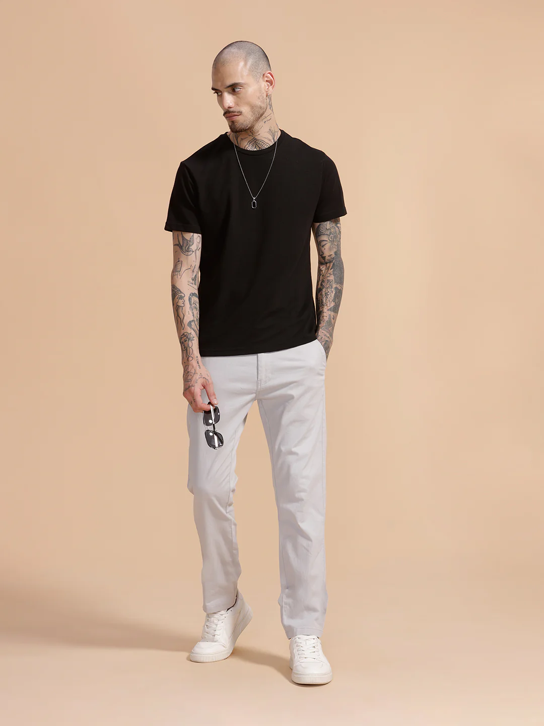Cotton Blend Chino Trouser | Light Grey - Image 2