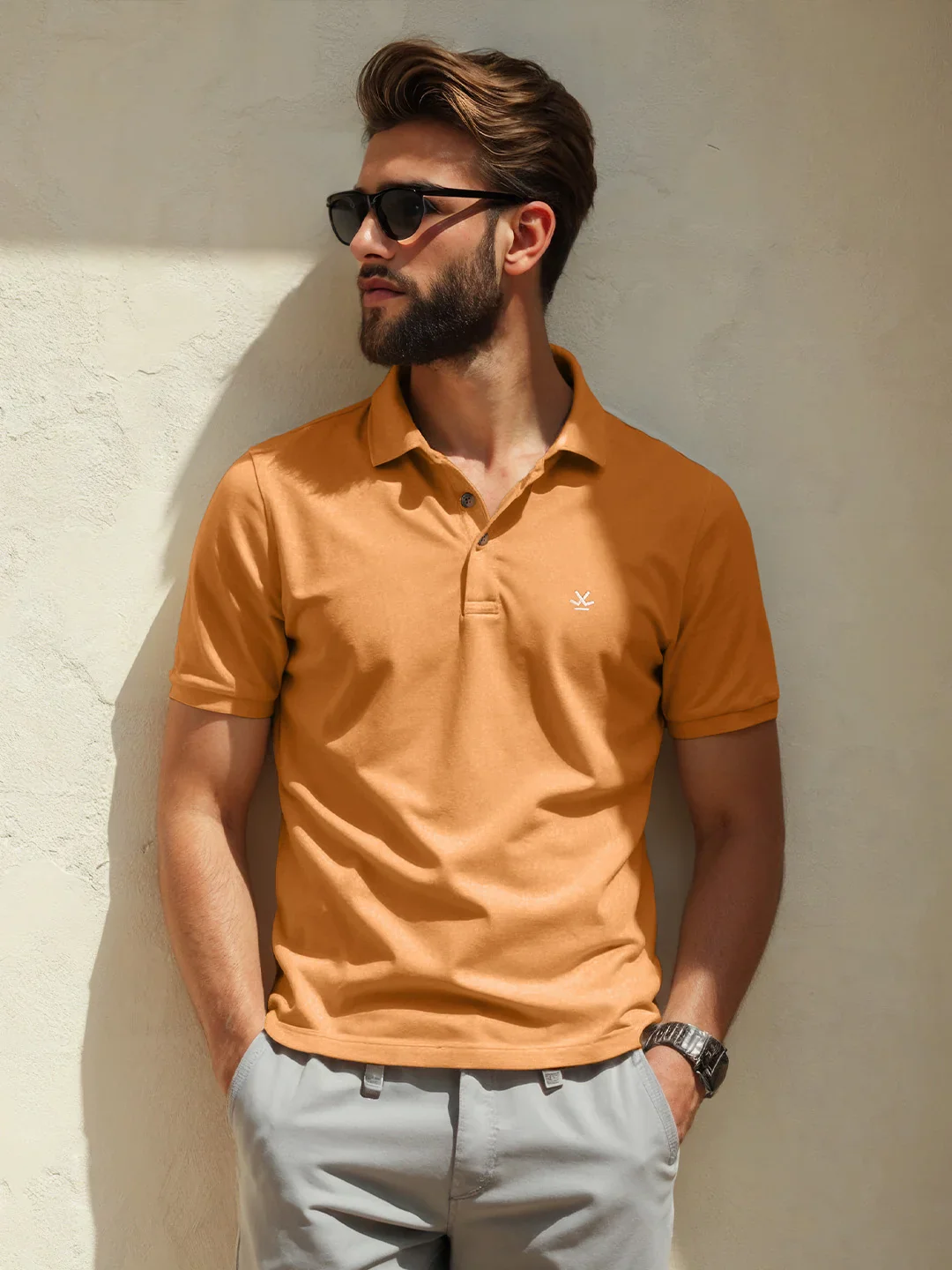 Cotton Blend Polo T-Shirt | Orange - Image 5