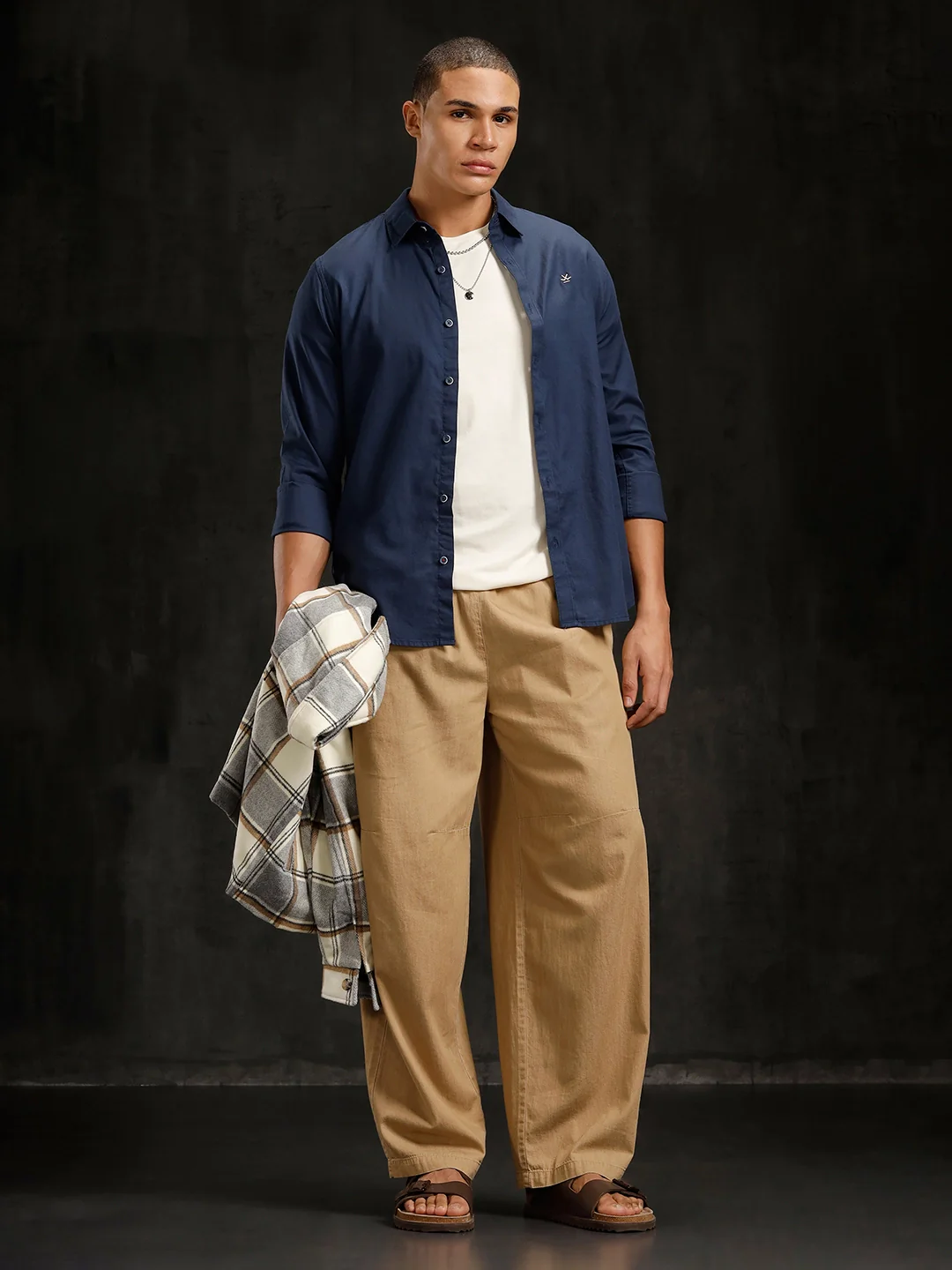 Cotton Dobby Full Sleeve Shirt  | Navy Blue - Image 2