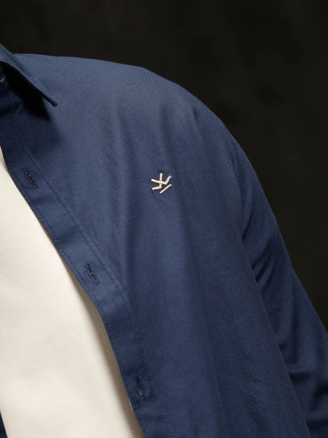 Cotton Dobby Full Sleeve Shirt  | Navy Blue - Image 5
