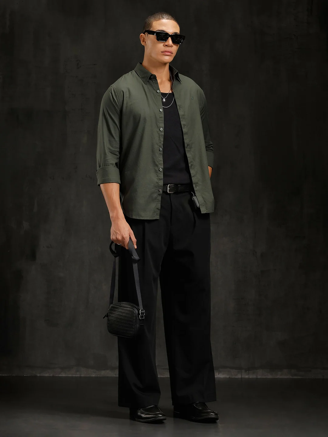 Cotton Dobby Full Sleeve Shirt | Olive - Image 2