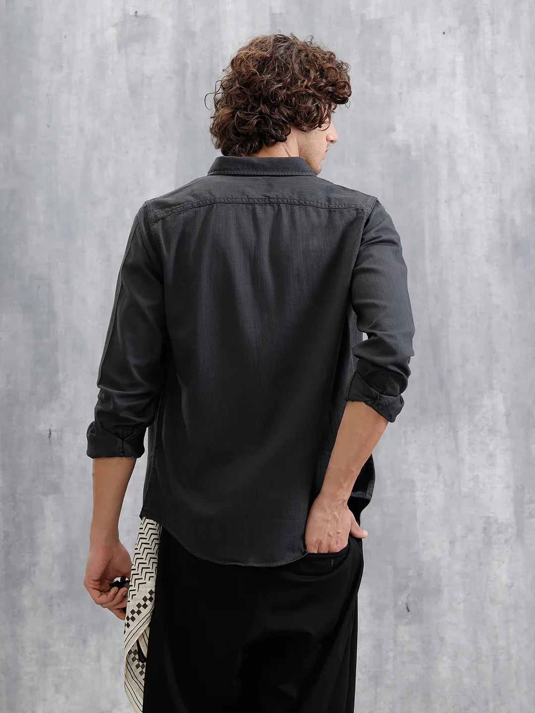 Cotton Slub Overdyed Shirt | Black - Image 3