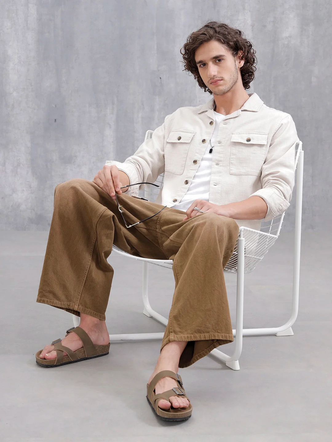 Cotton Slub Overshirt In Regular Fit | Beige - Image 2