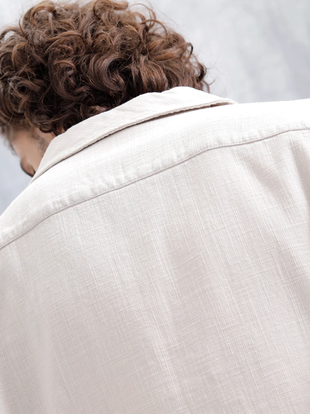 Cotton Slub Overshirt In Regular Fit | Beige - Image 5