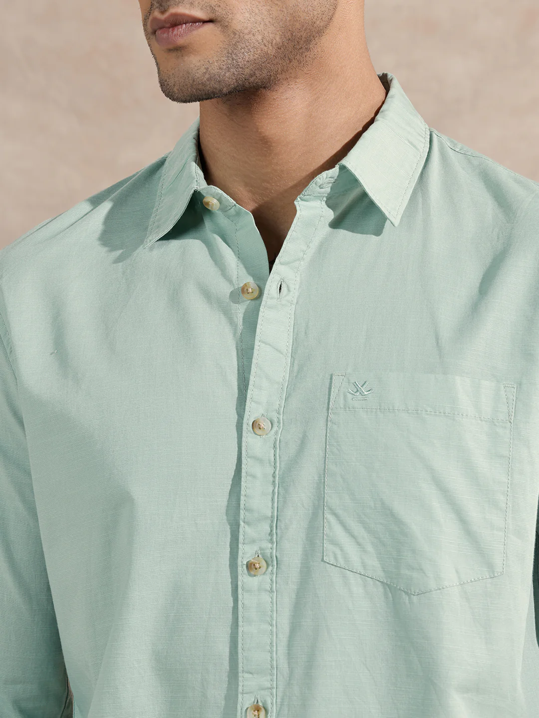 Cotton Slub Solid Shirt | Green - Image 5