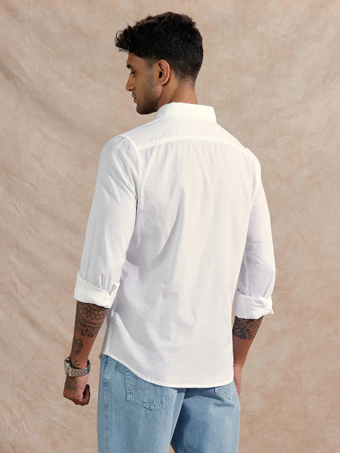 Cotton Slub Solid Shirt | White - Image 3