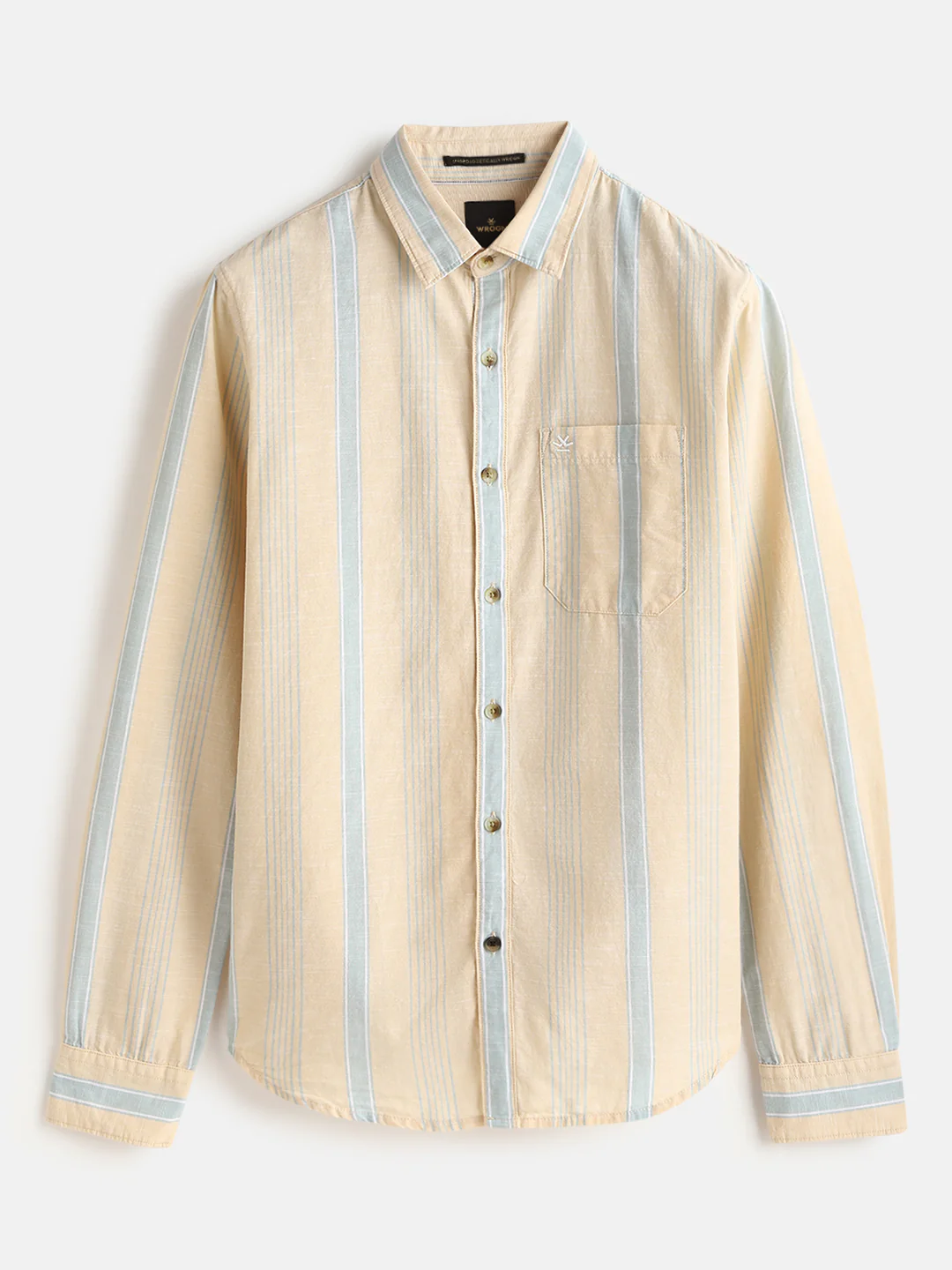 Cotton Slub Summer Stripes Shirt | Yellow - Image 2