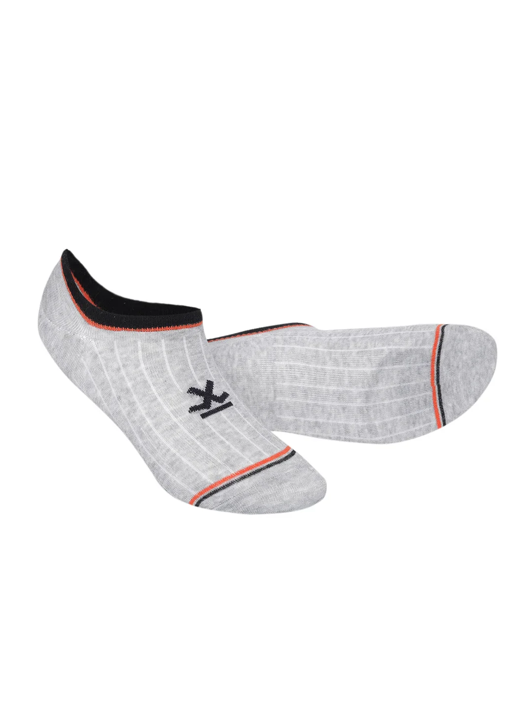 Cotton Spandex Black & Grey No Show Socks Pack of 2 - Image 3