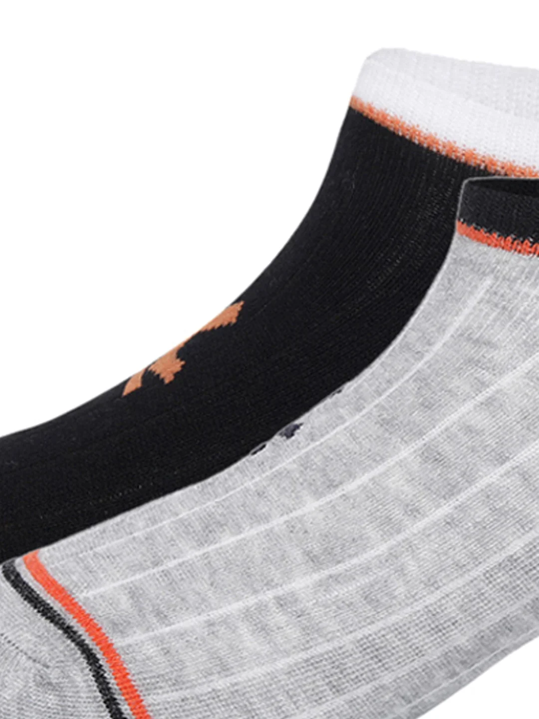 Cotton Spandex Black & Grey No Show Socks Pack of 2 - Image 4