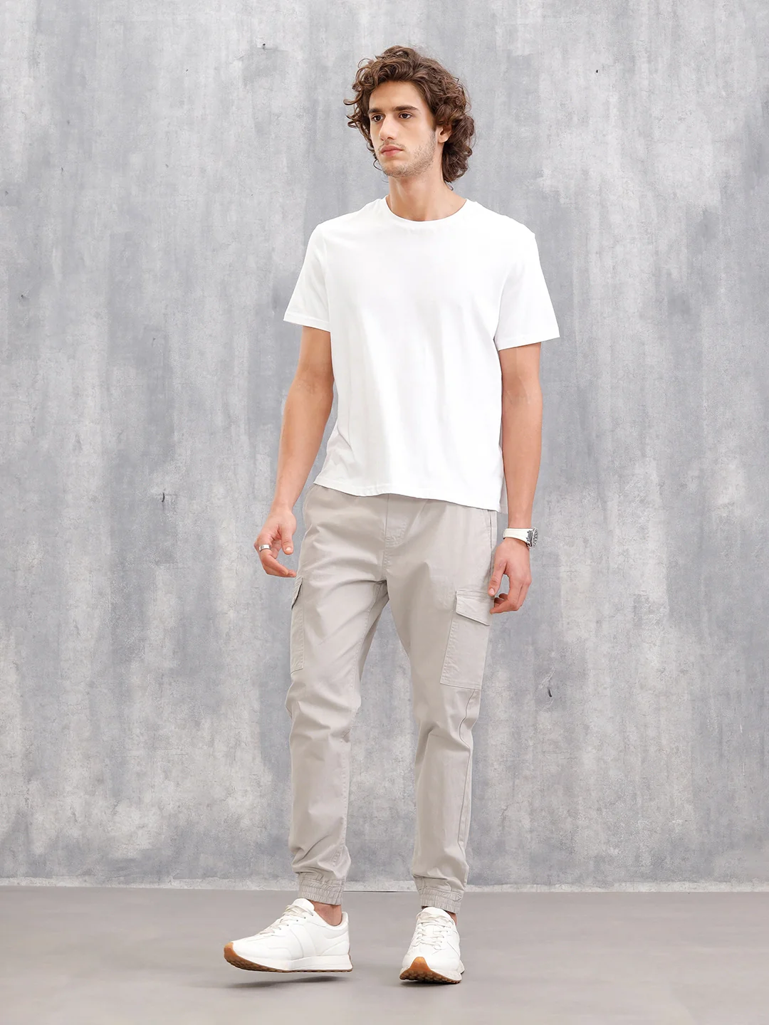 Cotton Stretch Twill Cargo Jogger I Light Grey - Image 2