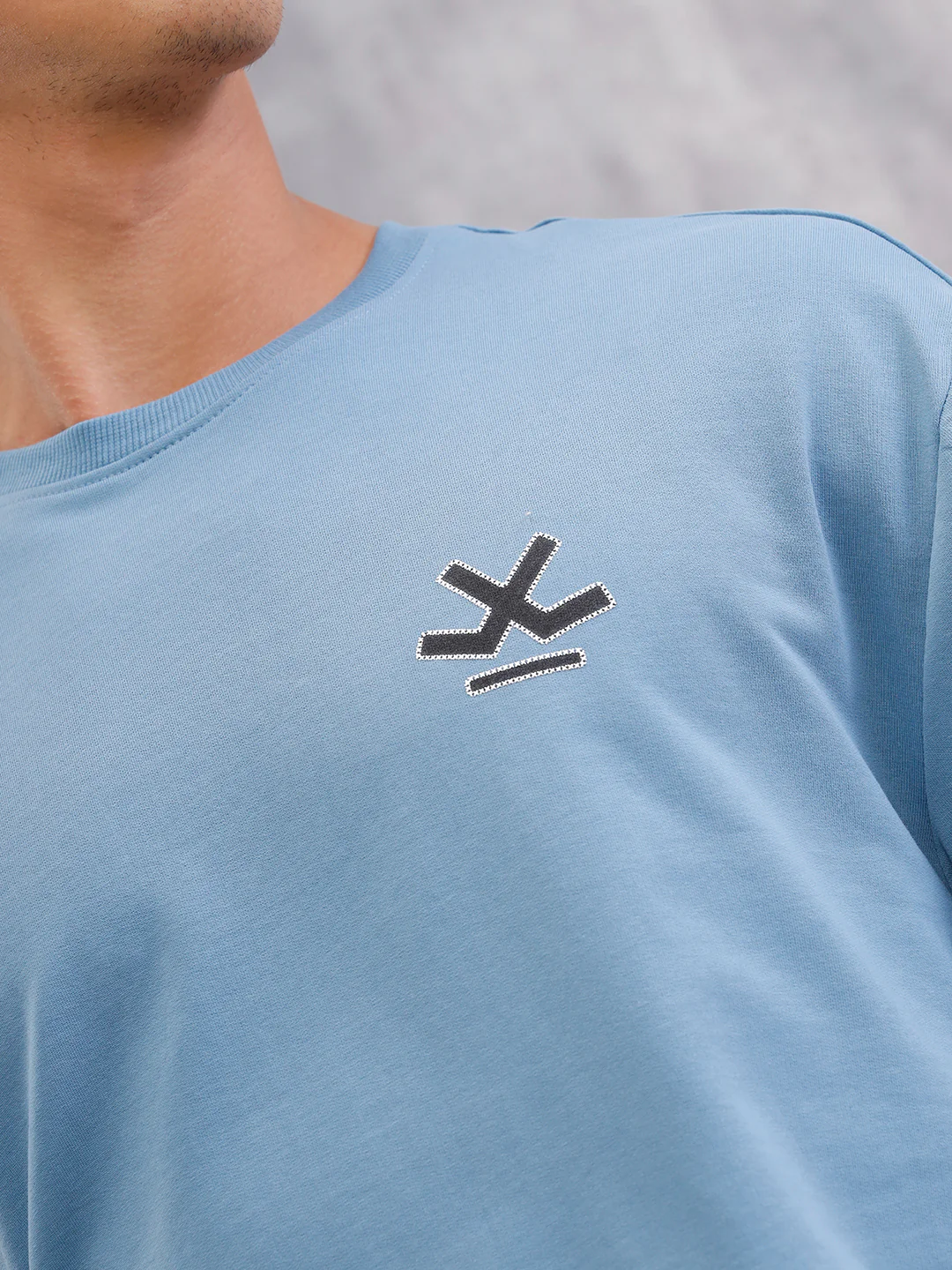 Cross Stitch Inspired Back Print Graphic T-Shirt | Blue - Image 4