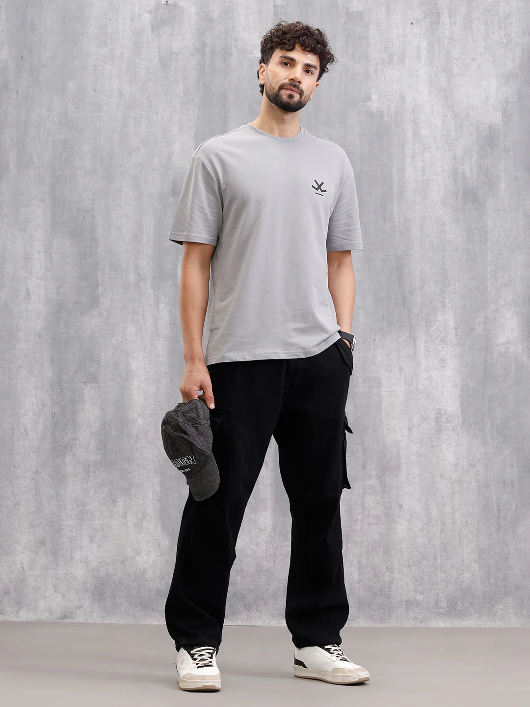 Cross Stitch Inspired Back Print Graphic T-Shirt | Grey - Image 2