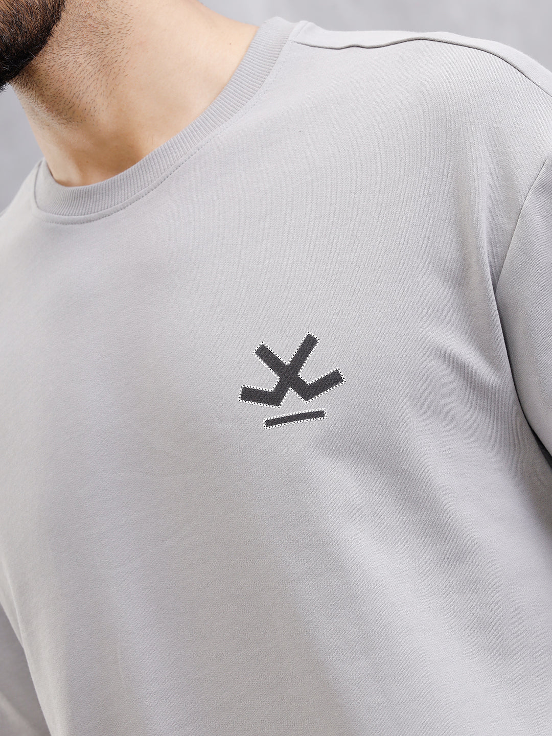 Cross Stitch Inspired Back Print Graphic T-Shirt | Grey - Image 5