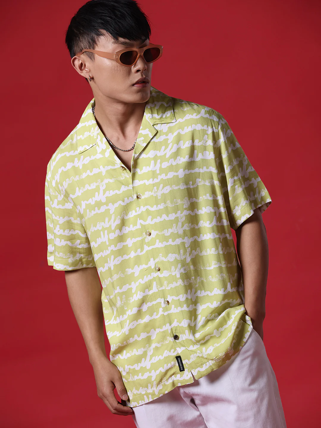 Cursive AOP Lime Shirt - Image 2
