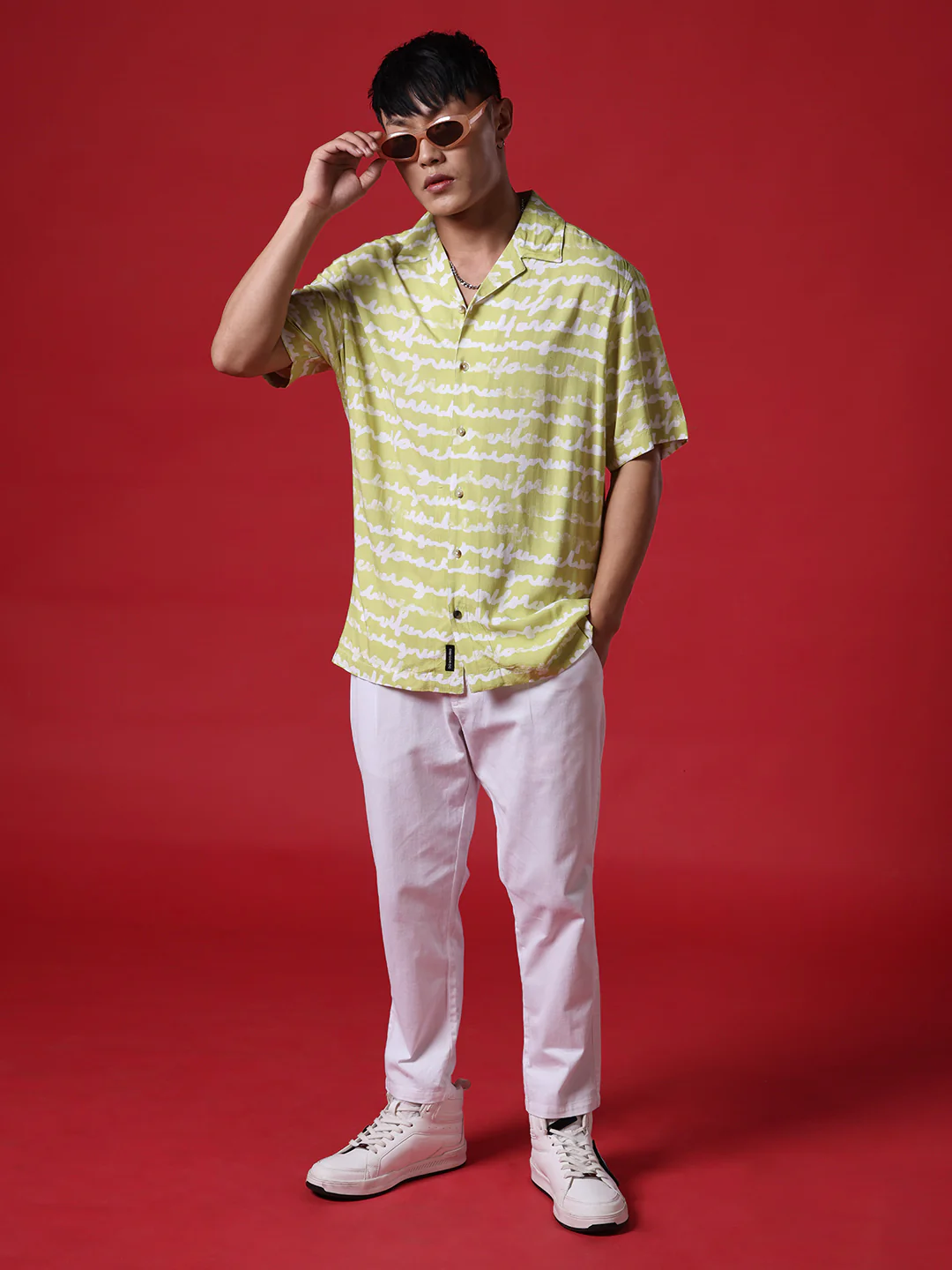 Cursive AOP Lime Shirt - Image 3