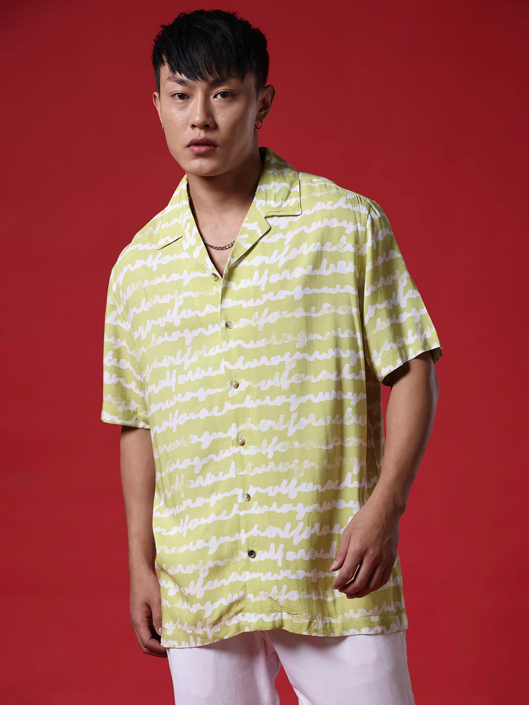 Cursive AOP Lime Shirt - Image 6