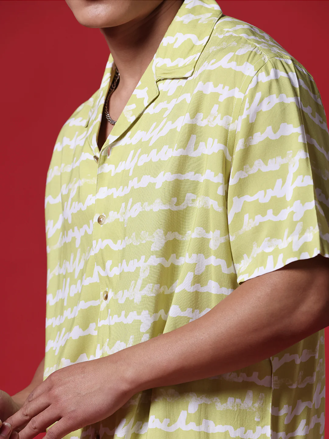 Cursive AOP Lime Shirt - Image 7