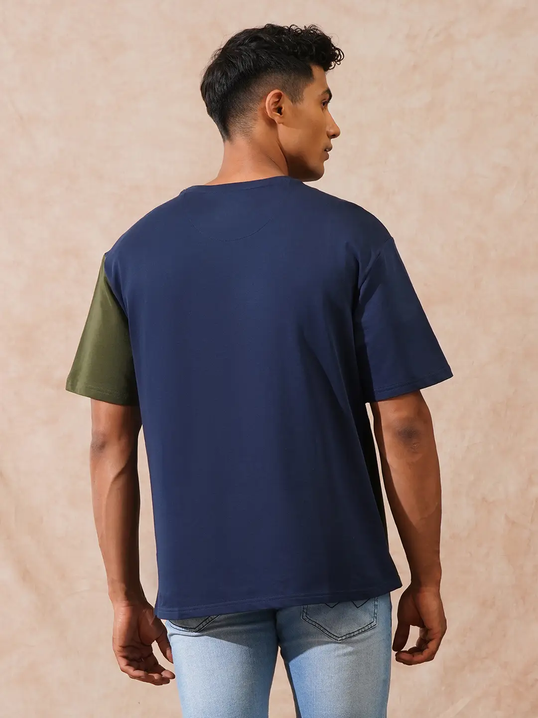 Cut & Sew Oversized T-Shirt | Navy Blue - Image 3