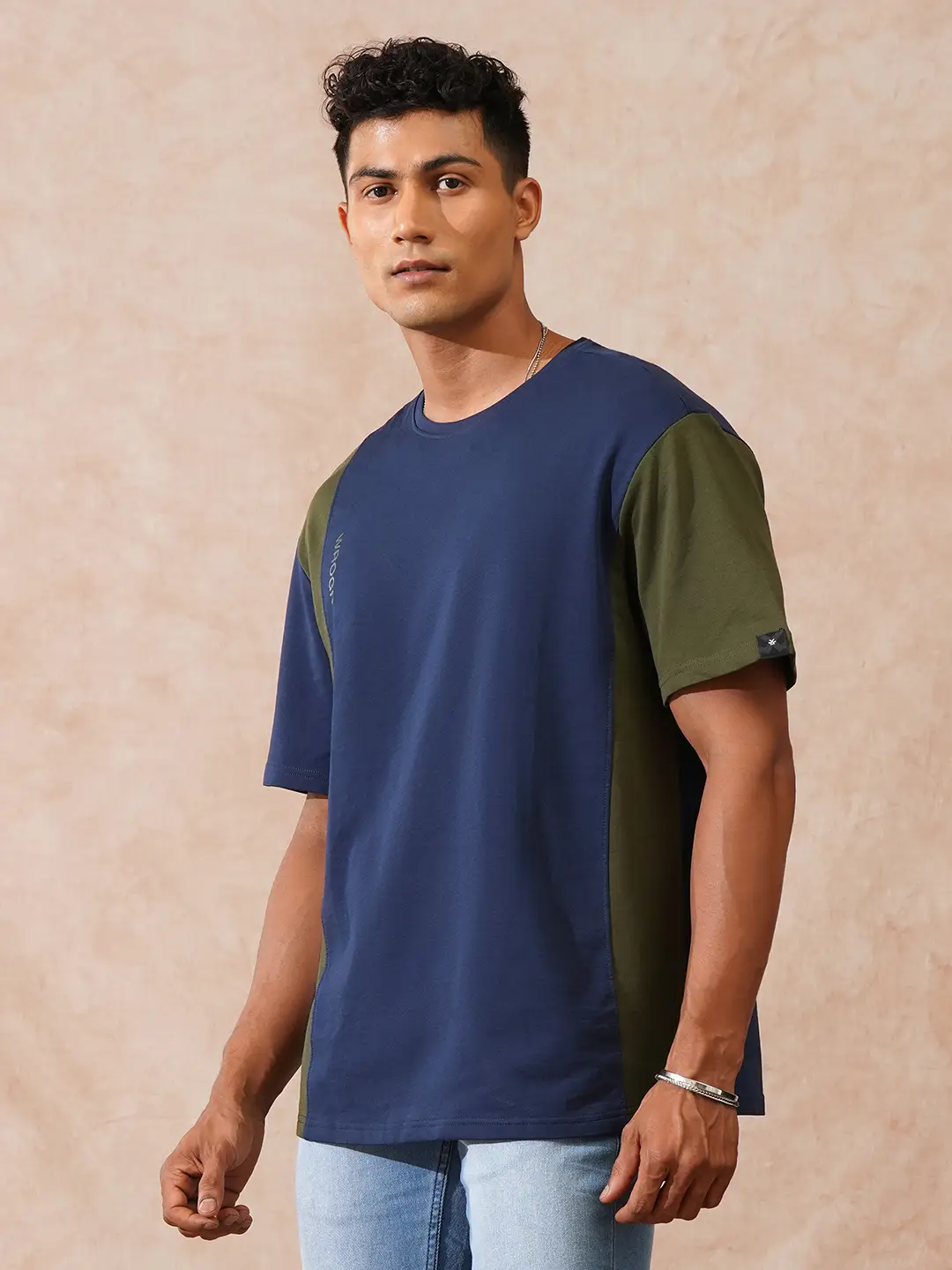 Cut & Sew Oversized T-Shirt | Navy Blue - Image 4