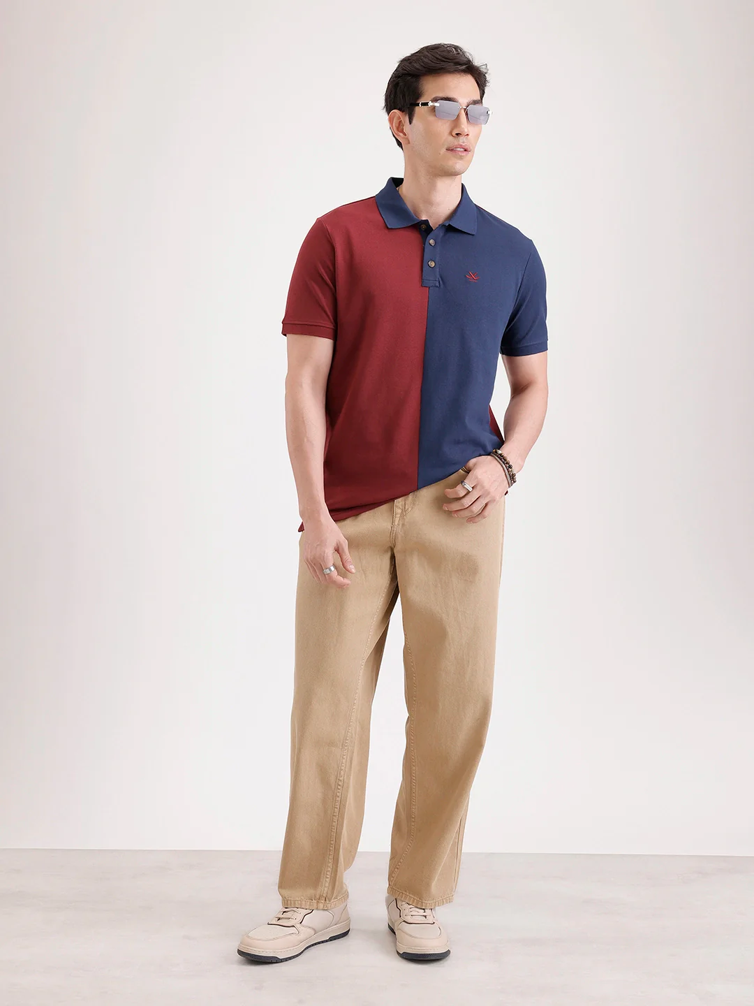 Cut & Sew Polo T-Shirt   |  Maroon - Image 2