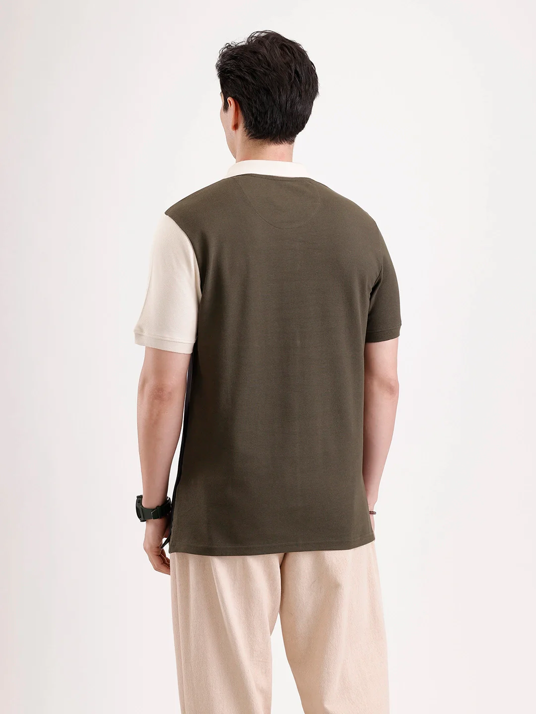 Cut & Sew Polo T-Shirt   |  Olive - Image 3