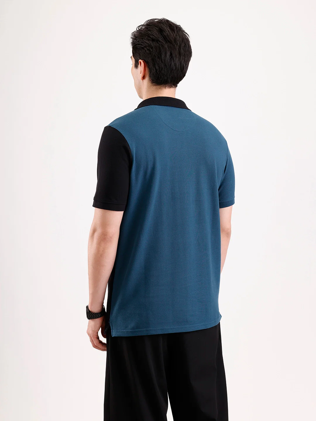 Cut & Sew Polo T-Shirt   |  Teal - Image 3