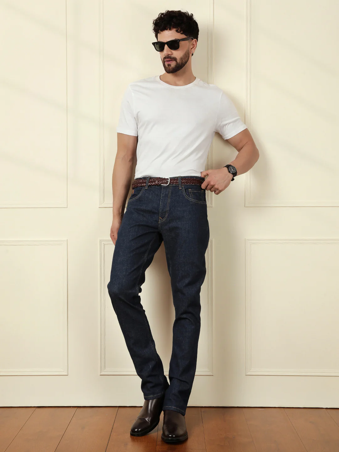 Casual Light Fade Straight Fit Jeans | Dark Blue - Image 2