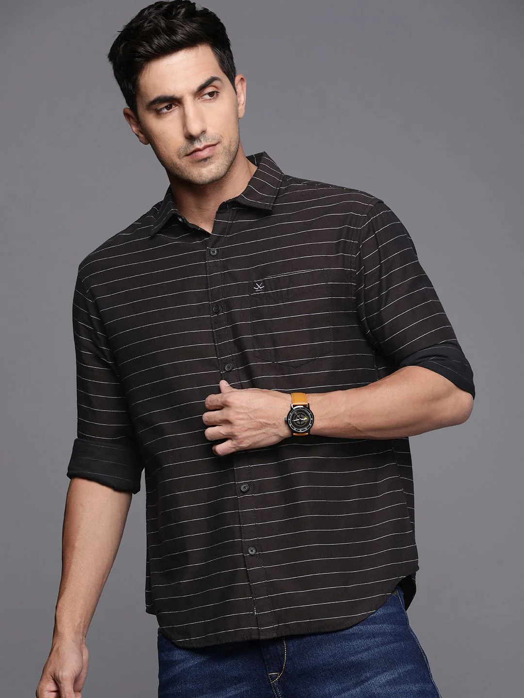 Dark Brown Striped Shirt - Image 2