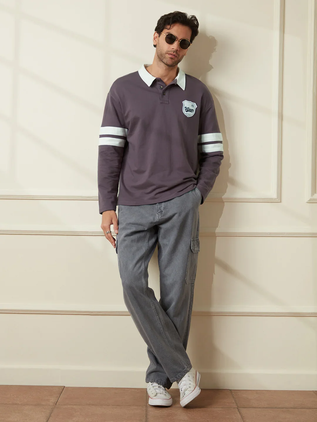 Heavy GSM Varsity Polo T-Shirt | Purple - Image 2