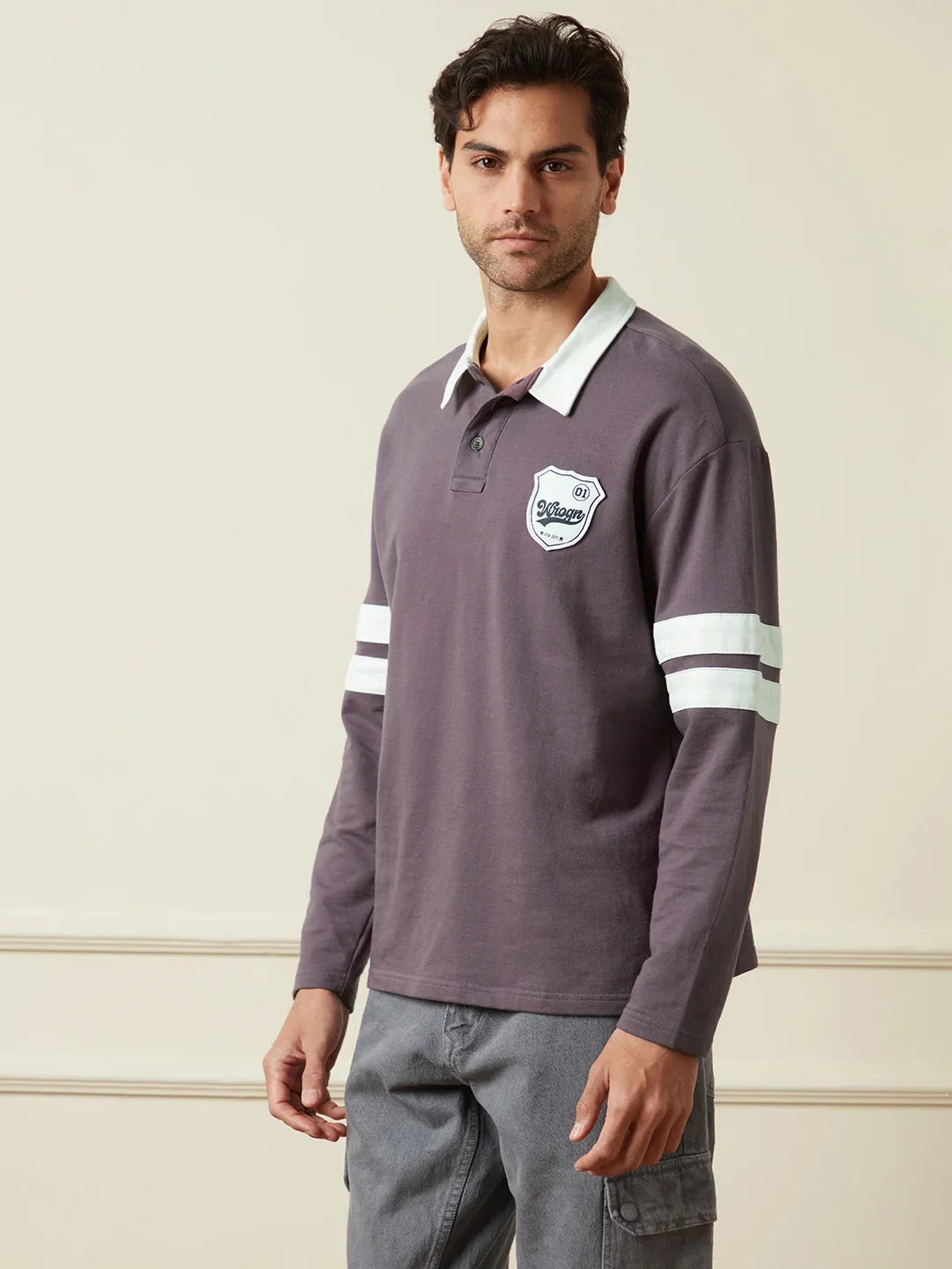 Heavy GSM Varsity Polo T-Shirt | Purple - Image 4
