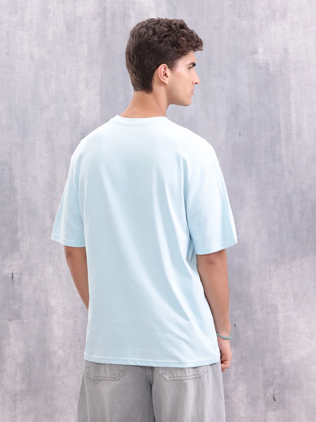 Dice Inspired Graphic Printed Oversized Fit T-shirt | Light Blue - Image 3