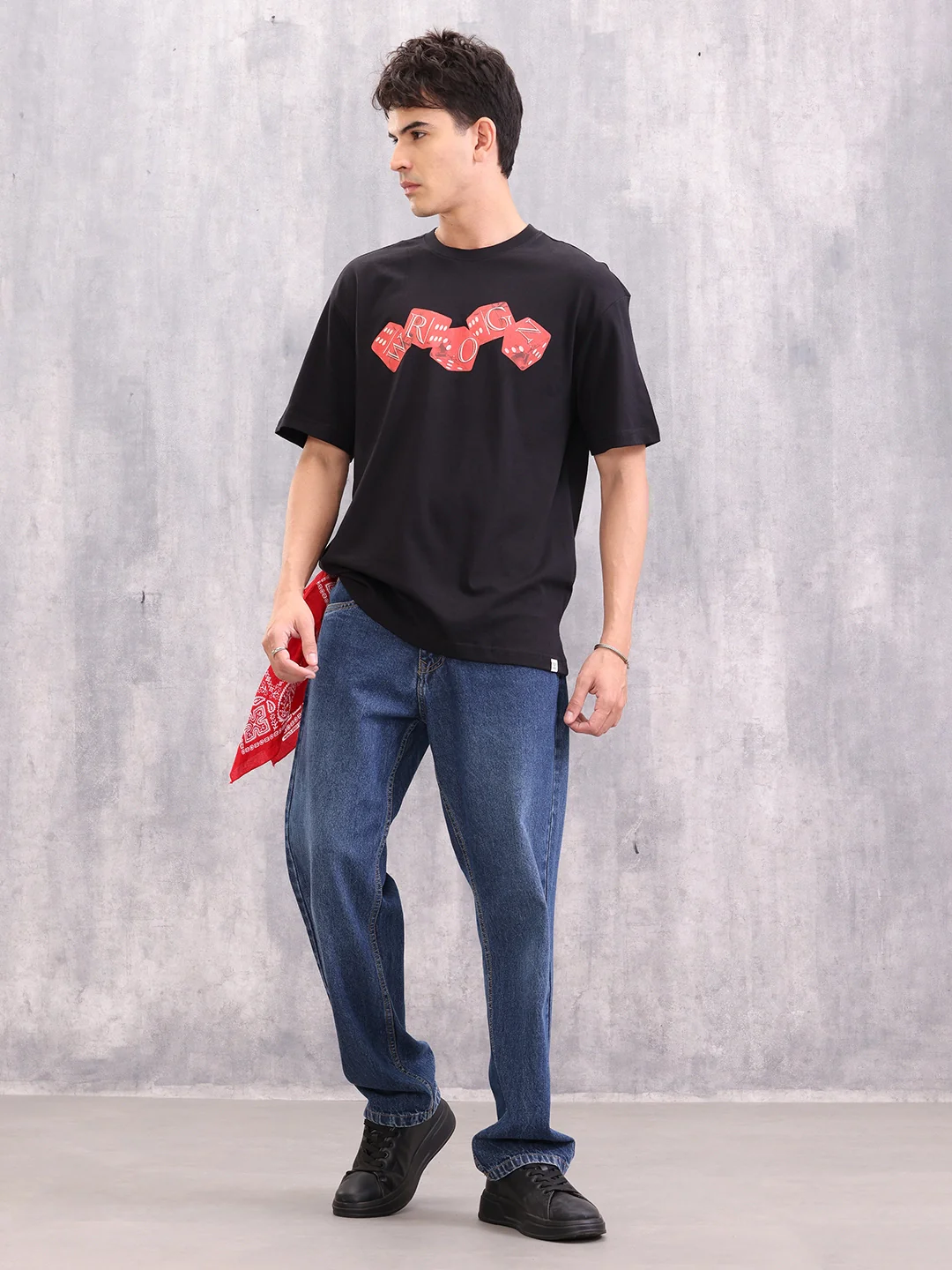 Dice Inspired Graphic Printed Oversized T-Shirt | Black - Image 2