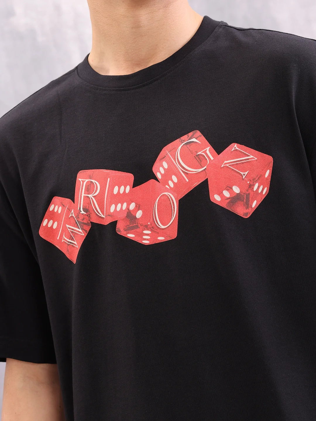 Dice Inspired Graphic Printed Oversized T-Shirt | Black - Image 5