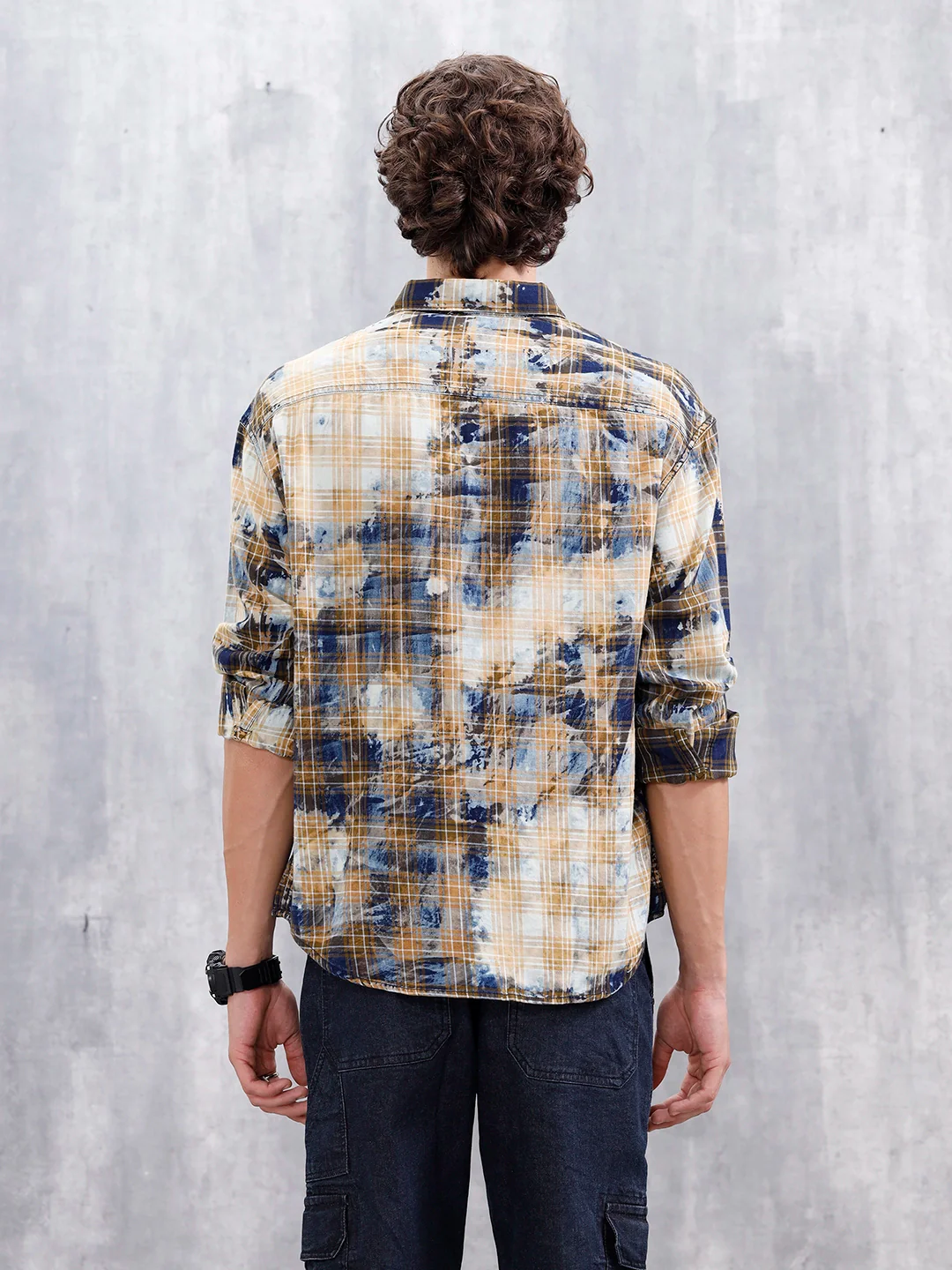 Distressed Plaid Check Shirt With Pockets | Yellow - Image 3
