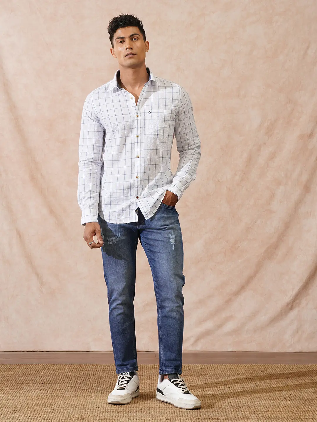 Distressed Skinny Crop Jeans | Dark Blue - Image 2