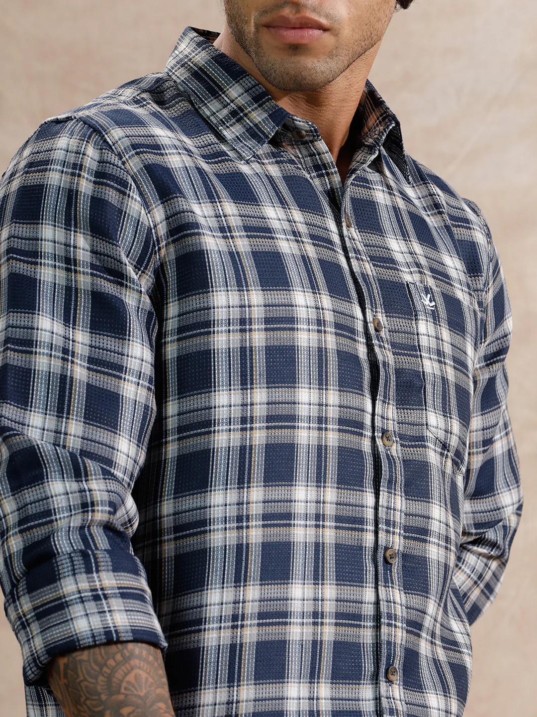 Dobby Textured Regular Fit Shirt  | Navy Blue - Image 5