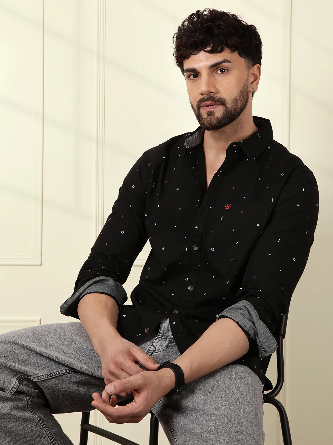 Dots & Dashes Black AOP Shirt - Image 3