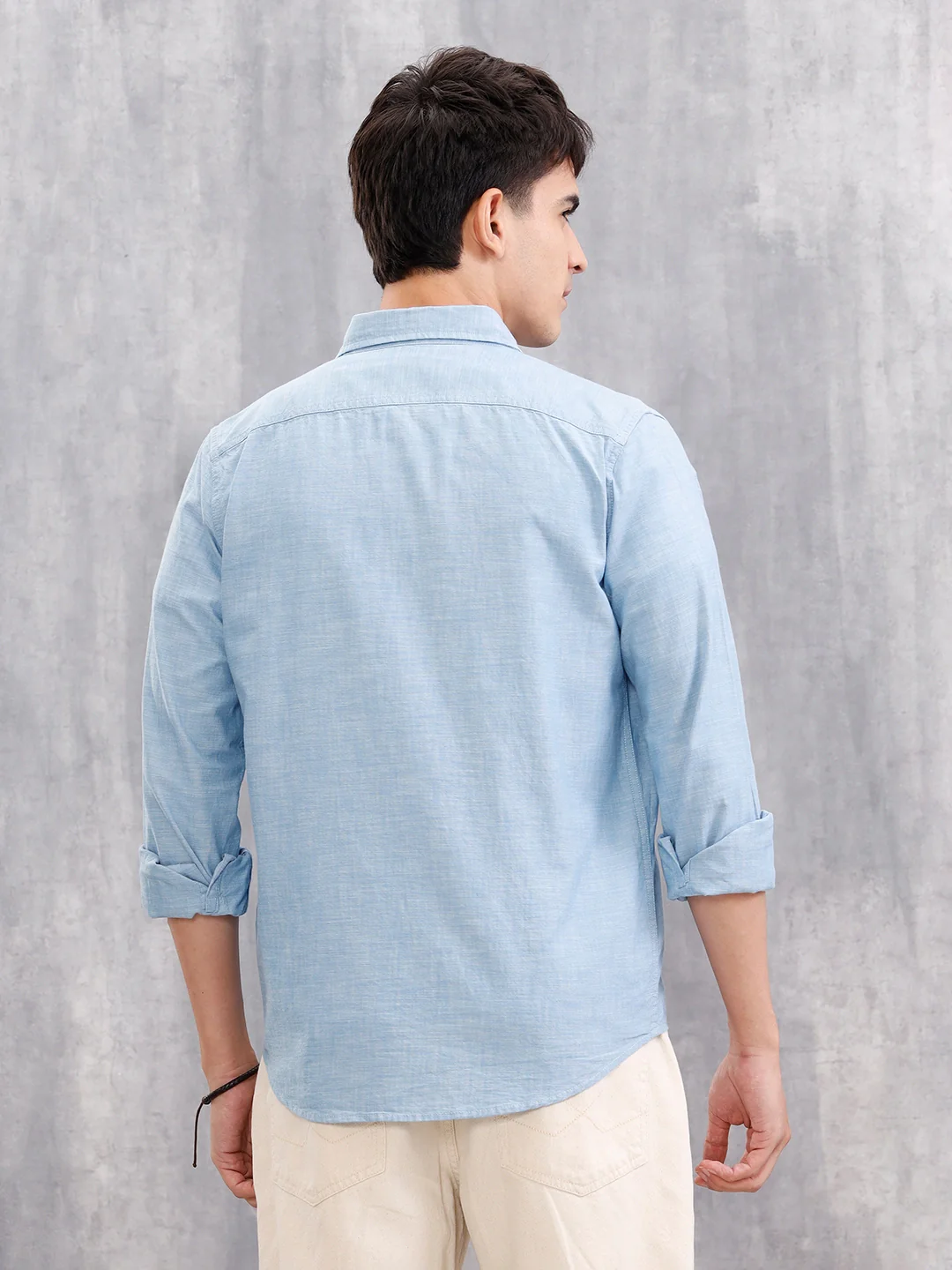 Double Pocket Chambray Shirt In Regular Fit  |  Blue - Image 3