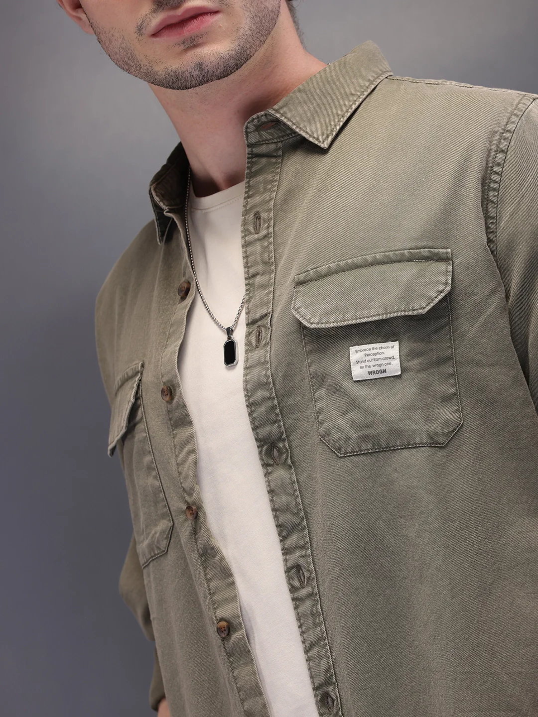 Double Pocket Full Sleeve Shirt | Green - Image 5