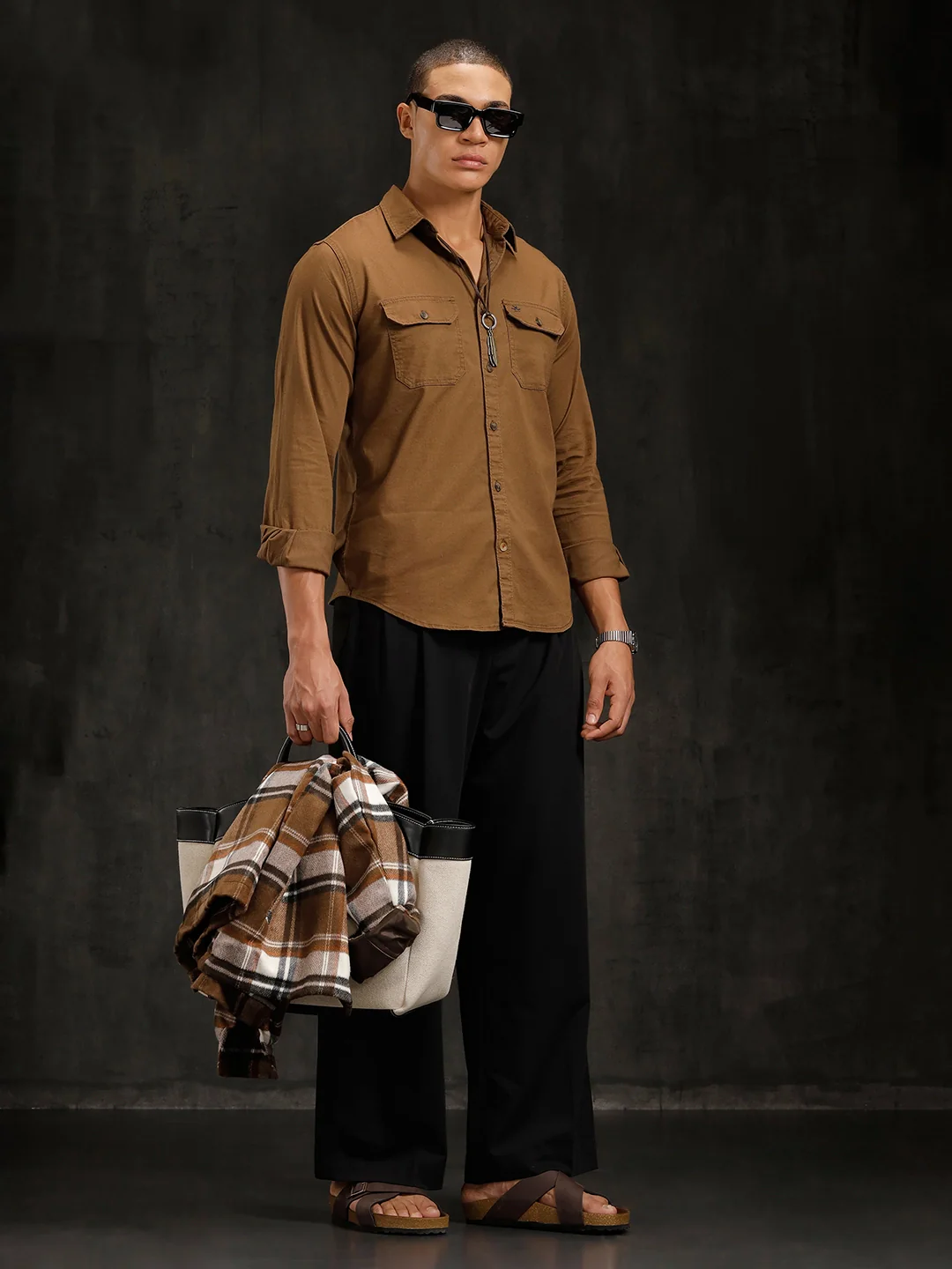 Double Pocket Overdyed Shirt  | Khaki - Image 2