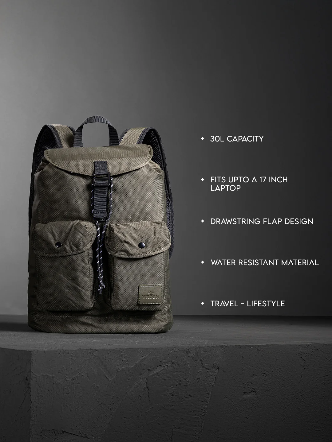 Drawstring Utility Backpack | Olive (30L) - Image 2