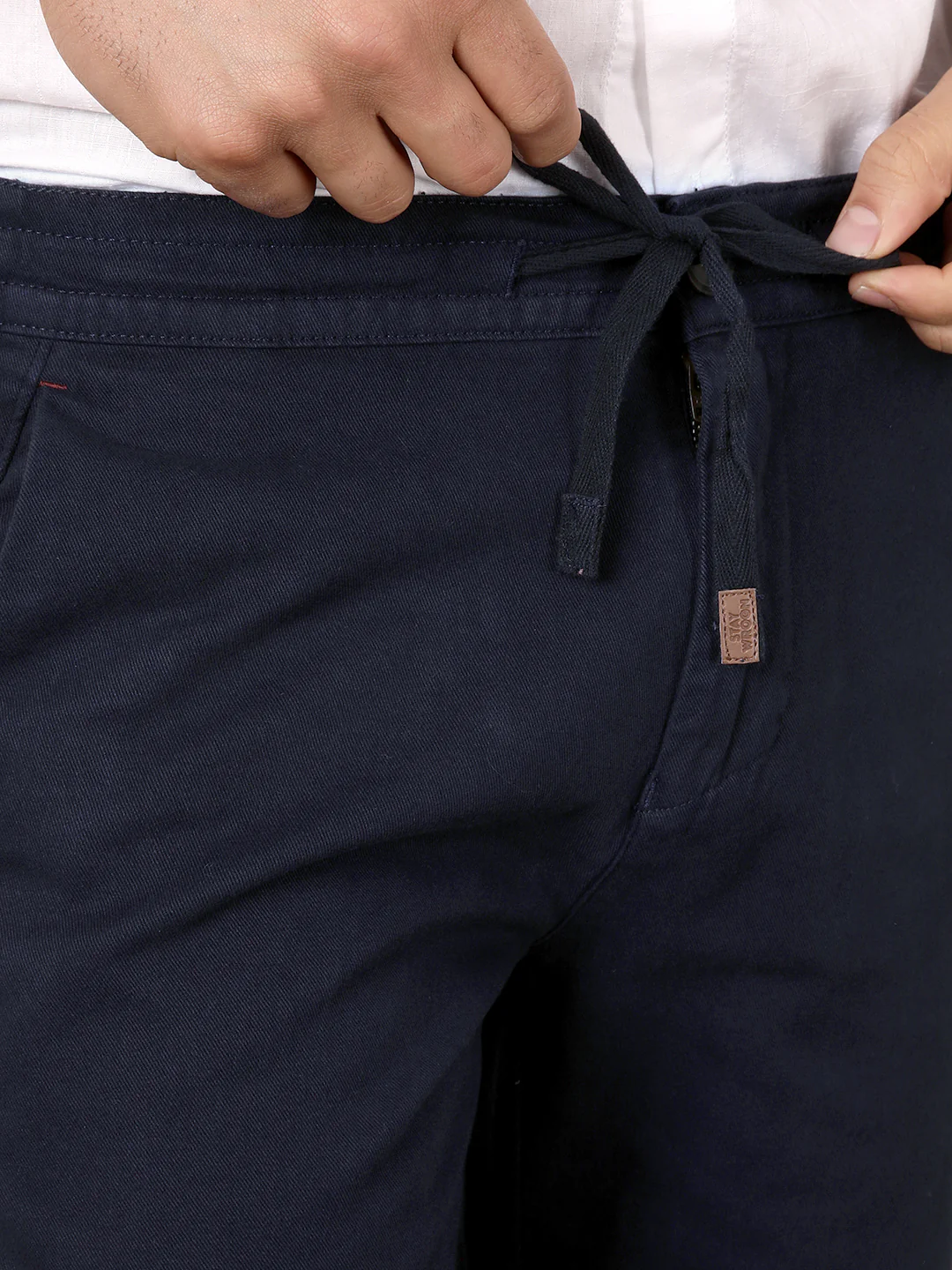 Drawstring Waist Navy Shorts - Image 5