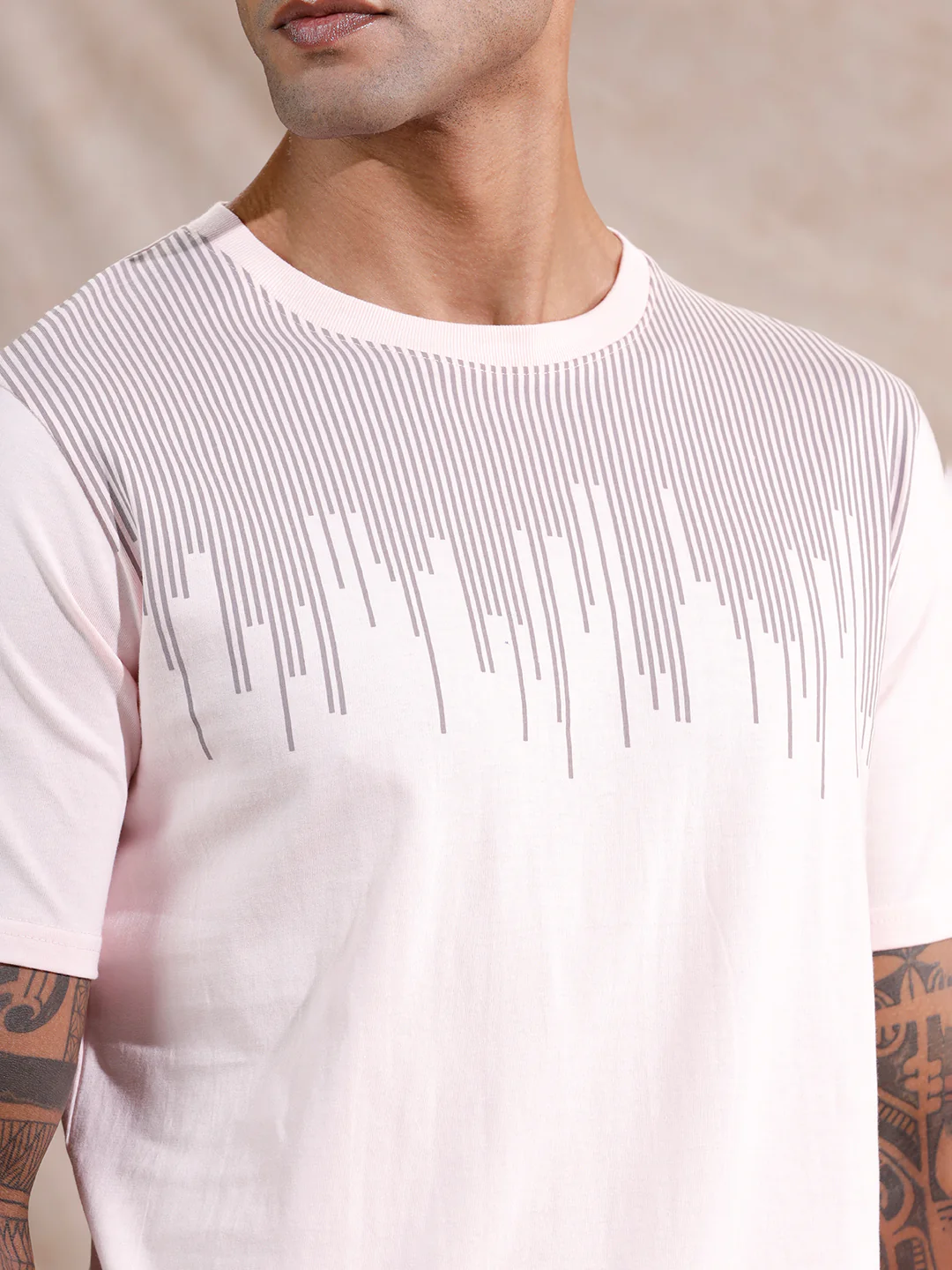 Dripping Stripe Printed T-Shirt | Pink - Image 5