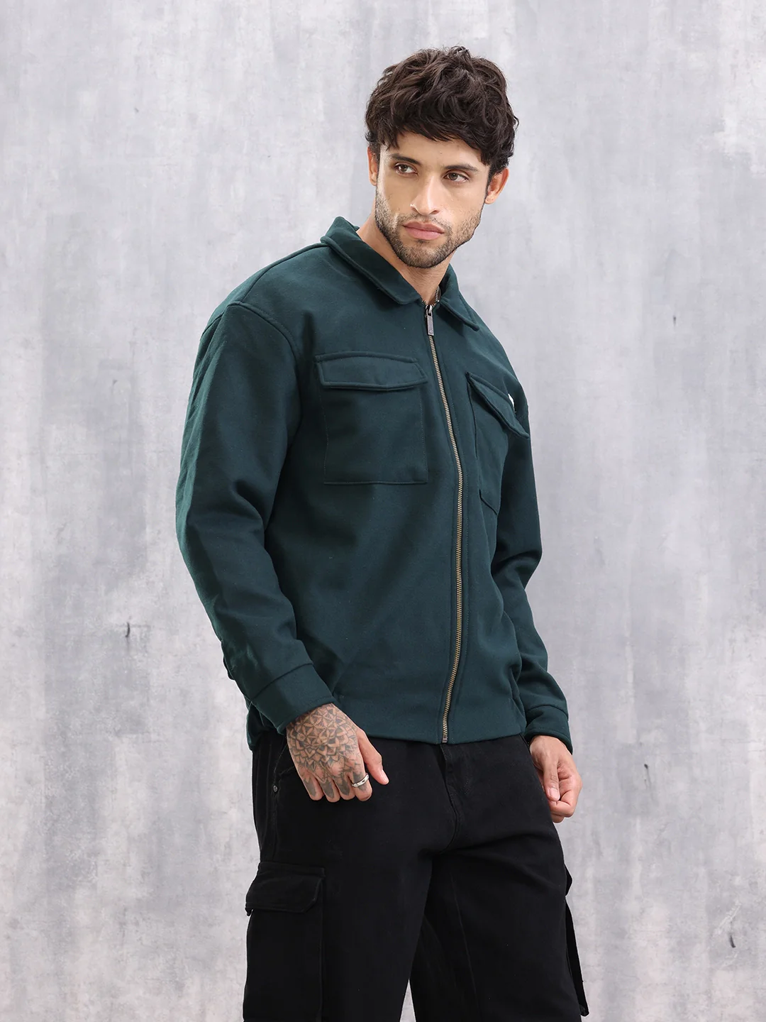 Effortless Layering Utility Oversized Fit Jacket | Dark Green - Image 4